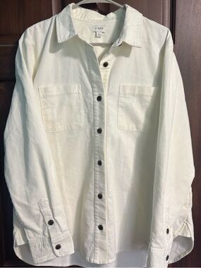 J.Crew Ivory corduroy Button-Up Shirt Jacket